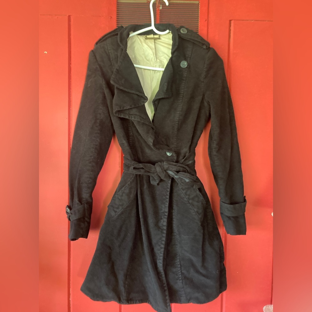 Diane Von Furstenberg Black Trench Coat Size 8